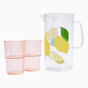 NEW Kate Spade Lemon Pitcher w/ Pink cups